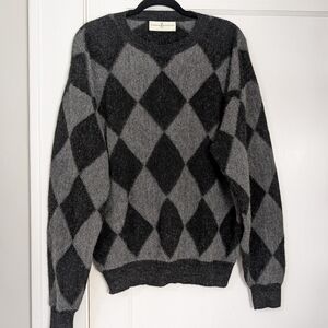 Fairway & Greene 100% Alpaca Argyle Sweater Men’s XL Gray Charcoal